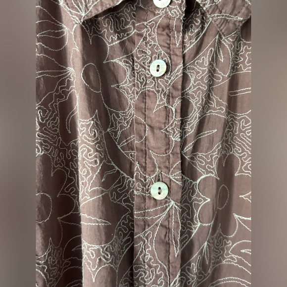 Madewell Embroidered Cropped Button Front Blouse Brown Floral Size L - Picture 11 of 11